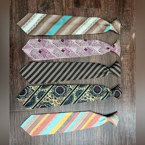 VINTAGE (CIRCA 70’s) LOT OF 5 SNAP ON TIES; WEMBLEY, TOWNCRAFT, JC PENNY & SEARS